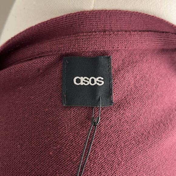 NWT ASOS | Burgundy Button Up Cotton V-Neck Cardigan| Men's Large - Picture 6 of 9